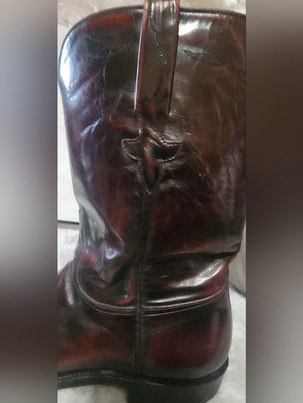 Vintage Lucchese Handmade Cowboy Boots 8.5 B Narrow R Toe Black Cherry